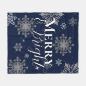 青と明メリーるい雪の結晶クリスマス フリースブランケット (正面(横))