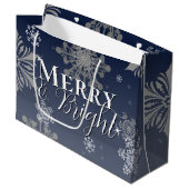 青と明メリーるい雪の結晶クリスマス ラージペーパーバッグ (正面アングル)
