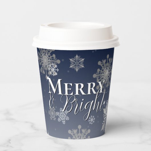 青と明メリーるい雪の結晶クリスマス 紙コップ (裏面)