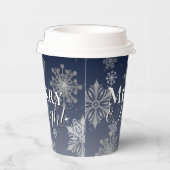 青と明メリーるい雪の結晶クリスマス 紙コップ (右)