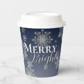 青と明メリーるい雪の結晶クリスマス 紙コップ (正面)