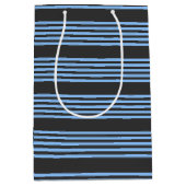 青と木炭の五ストライプ柄 ミディアムペーパーバッグ (正面)