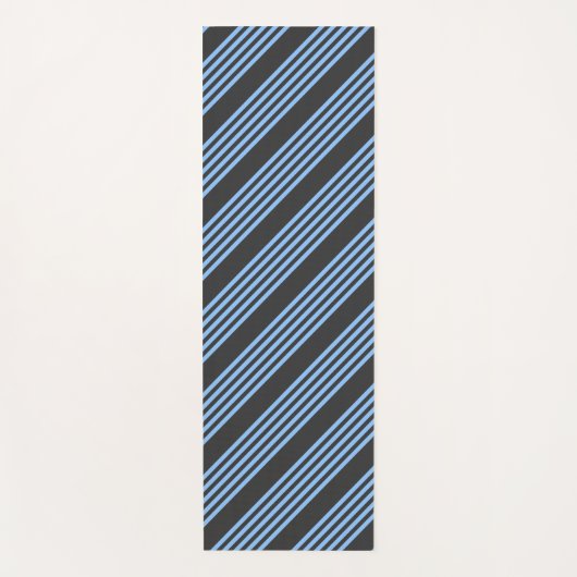 青と木炭の五ストライプ柄 ヨガマット (正面)