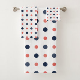 青と桃のドット バスタオルセット