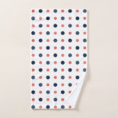 青と桃のドット バスタオルセット (ハンドタオル)