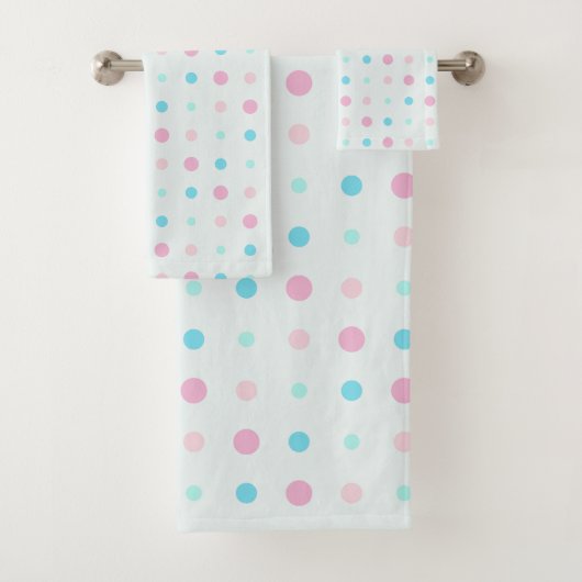 青と桃のドット バスタオルセット (インサイチュ)