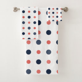 青と桃のドット バスタオルセット