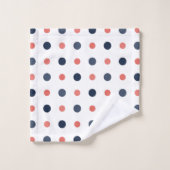 青と桃のドット バスタオルセット (ウォッシュタオル)