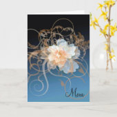 青と桃のフローラスワールマザーズデイ カード (黄色い花)