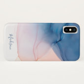 青と桃の抽象芸術インク名付き洗剤 Case-Mate iPhoneケース (裏面(横))