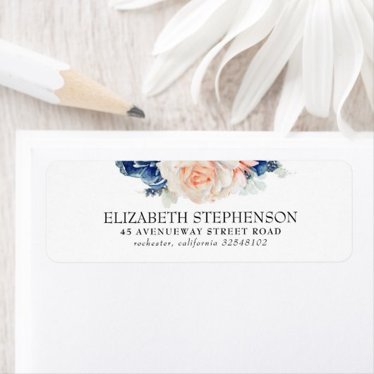 青と桃の水色の花エレガント ラベル (インサイチュ)