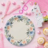 青と桃の水色の花 ペーパープレート (パーティー)