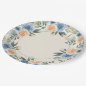 青と桃の水色の花 ペーパープレート (アングル)