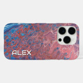 青と桃の絵を描渦巻き – ソフト抽象芸術パターン Case-Mate iPhoneケース (裏面 (横))