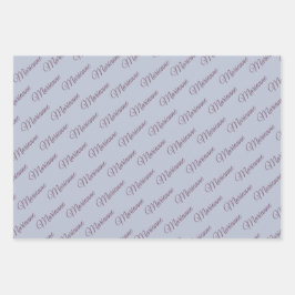 青と梅文字。 ラッピングペーパーシート