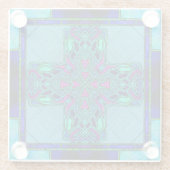 青と水色のステンドグラス ケルトン十字架 ガラスコースター (裏面)