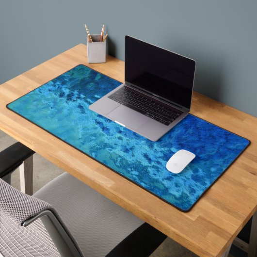 青と水色のステンドグラス デスクマット (オフィス2)