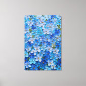 青と水色の花のアブストラクトウォールアート キャンバスプリント (正面)