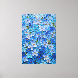 青と水色の花のアブストラクトウォールアート キャンバスプリント