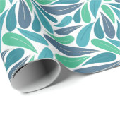 青と水色の葉のデザイン ラッピングペーパー (ロールコーナー)