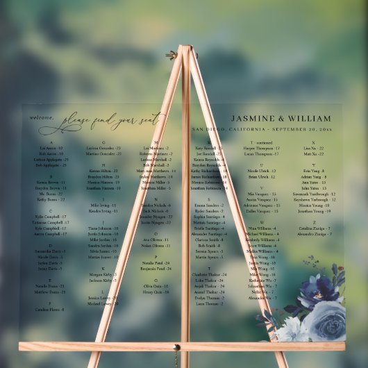 青と海軍のフローラアルファベットの座席表S アクリルサイン (ニュートラル)