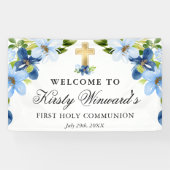 青と海軍の花が聖なる聖餐会を開催 横断幕 (横)