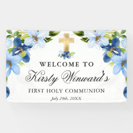 青と海軍の花が聖なる聖餐会を開催 横断幕