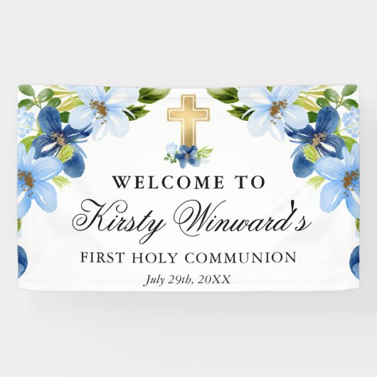 青と海軍の花が聖なる聖餐会を開催 横断幕 (横)