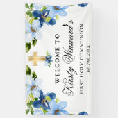 青と海軍の花が聖なる聖餐会を開催 横断幕 (縦)