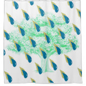 青と消音 – 黄色の雨のシャワー シャワーカーテン (正面)