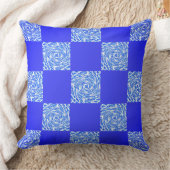 青と渦巻のチェッカーボード クッション (ブランケット)