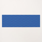 青と濃い青の葉の渦巻きパターン(の模様が)ある ヨガマット (裏面(横))