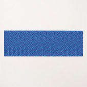 青と濃い青の葉の渦巻きパターン（の模様が）ある ヨガマット (正面(横))