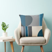 青と灰の幾何学模様 クッション (椅子)