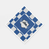 青と灰色と市松模様にオートバイ スタンダードランチョンナプキン (角)