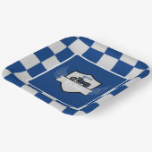 青と灰色と市松模様にオートバイ ペーパープレート (傾斜あり)