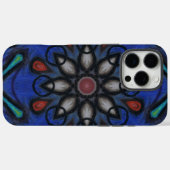 青と灰色のアクセントが美しい万華鏡柄の曼荼羅 Case-Mate iPhoneケース (裏面 (横))