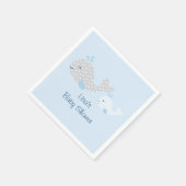 青と灰色のクジラの赤ちゃんシャワー スタンダードカクテルナプキン (角)