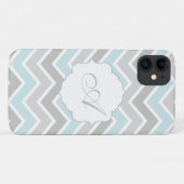 青と灰色のジグザグ山形モノグラム Case-Mate iPhoneケース (裏面(横))