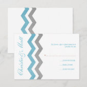 青と灰色のジグザグ結婚式RSVP 出欠カード (正面/裏面)