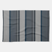青と灰色のストライプ キッチンタオル (横)