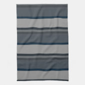 青と灰色のストライプ キッチンタオル (縦)