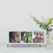 青と灰色のスノーフレークのメリークリスマスカード シーズンカード (スタンド正面)