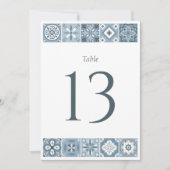 青と灰色のスペインのタイルの表の番号 案内状 (正面)