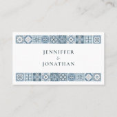 青と灰色のスペインの瓦 プレイスカード (裏面)