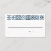 青と灰色のスペインの瓦 プレイスカード (正面)