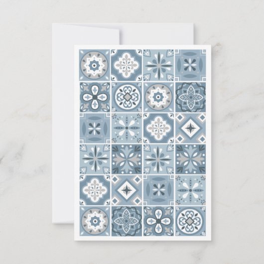 青と灰色のタイルスペインのメニュー 案内状 (裏面)