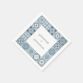 青と灰色のタスペインのイル スタンダードカクテルナプキン (角)