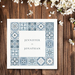 青と灰色のタスペインのイル スタンダードカクテルナプキン