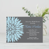 青と灰色のダリアフラワー 招待状 (スタンド正面)